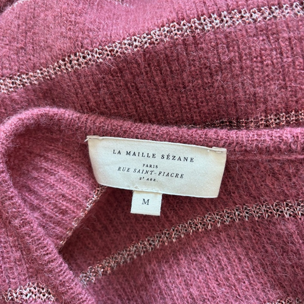 Sezane Gaspard Cardigan Sweater Dark Rosewood Gold - Picture 9 of 9